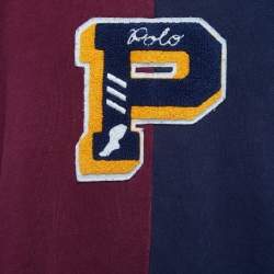 Pre Owned Polo Ralph Lauren Navy Blue/Red Embroidered Cotton Knit Crew Neck Sweatshirt XXL