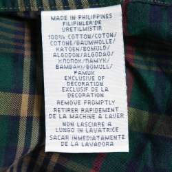 Pre Owned Polo Ralph Lauren Green/Navy Blue Plaid Cotton Button Front Full Sleeve Shirt M