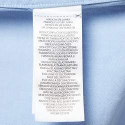 Pre Owned Polo Ralph Lauren Blue Cotton Button Front Custom Fit Full Sleeve Shirt M