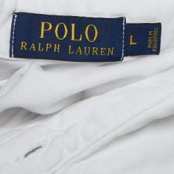 Pre Owned Polo Ralph Lauren White Cotton Knit Full Sleeve T-Shirt L