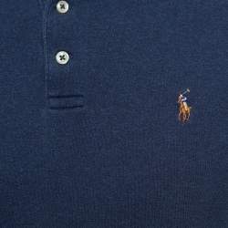 مملوكة مسبقًا Polo Ralph Lauren Navy Blue Cotton Polo Custom Slim Fit T-Shirt L