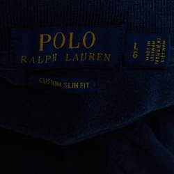 مملوكة مسبقًا Polo Ralph Lauren Navy Blue Cotton Polo Custom Slim Fit T-Shirt L