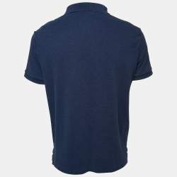 مملوكة مسبقًا Polo Ralph Lauren Navy Blue Cotton Polo Custom Slim Fit T-Shirt L