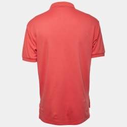 Pre Owned Polo Ralph Lauren Pink Logo Embroidered Cotton Polo T-Shirt M