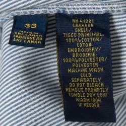 Pre Owned Polo Ralph Lauren Blue Pinstripe All-Over Motif Embroidered Cotton Shorts M Waist 33"