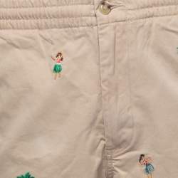 مملوكة مسبقًا Polo Ralph Lauren Beige Cotton Hawaiian Embroidered Shorts M