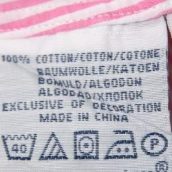 Pre Owned قميص بولو رالف لورين قطن وردي مخطط بأزرار أمامية كم كامل مقاس كبير جداً - إكس إكس لارج