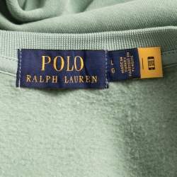 Pre Owned Polo Ralph Lauren Green Teddy Print Cotton Knit Crew Neck Sweatshirt L