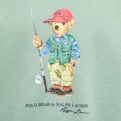 Pre Owned Polo Ralph Lauren Green Teddy Print Cotton Knit Crew Neck Sweatshirt L