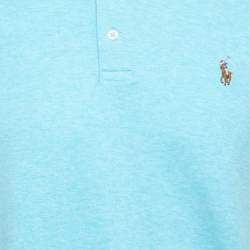 Pre Owned Polo Ralph Lauren Blue Cotton Stretch Half Sleeve Polo T-Shirt L