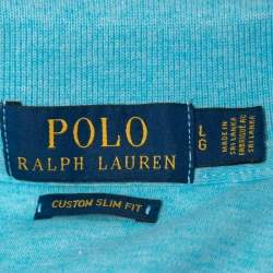 Pre Owned Polo Ralph Lauren Blue Cotton Stretch Half Sleeve Polo T-Shirt L