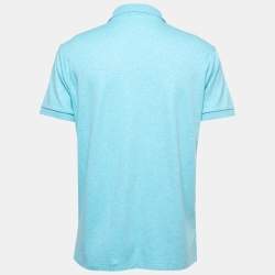 Pre Owned Polo Ralph Lauren Blue Cotton Stretch Half Sleeve Polo T-Shirt L