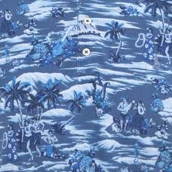 Pre Owned Polo Ralph Lauren Navy Blue Cotton Mesh Knit Collarless Polo T-Shirt L