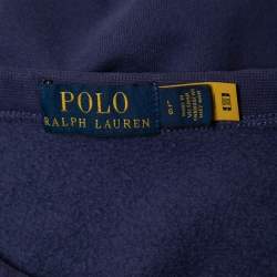 Pre Owned Polo Ralph Lauren Navy Blue Logo Printed Cotton Sweatshirt L