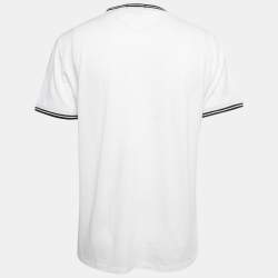 Polo Ralph Lauren White Cotton Pique Contrast Detail Round Neck T-Shirt L