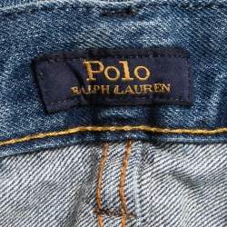 Pre Owned Polo Ralph Lauren Blue Washed & Distressed Denim The Varick Slim Straight Jeans M Waist 32"