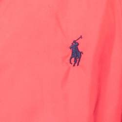 Pre Owned  Polo Ralph Lauren Vintage Navy Blue Quilted Synthetic Suede Trimmed Zip Front Reversible Jacket XL