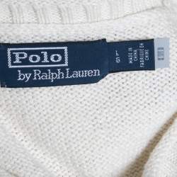Pre Owned Polo Ralph Lauren White Cotton Knit Marlin Club Sweater L