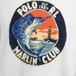 Pre Owned Polo Ralph Lauren White Cotton Knit Marlin Club Sweater L