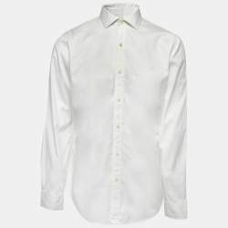 Pre Owned Polo Ralph Lauren White Cotton Button Front Shirt L