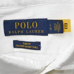 Pre Owned Polo Ralph Lauren White Cotton Button Front Shirt L