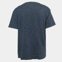 Pre Owned Polo Ralph Lauren Navy Blue Logo Embroidered Cotton Crew Neck T-Shirt XL