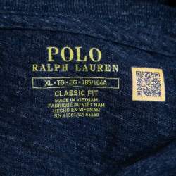 Pre Owned Polo Ralph Lauren Navy Blue Logo Embroidered Cotton Crew Neck T-Shirt XL