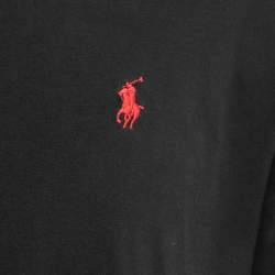 مملوكة مسبقًا Polo Ralph Lauren Black Logo Embroidered Cotton Crew Neck Half Sleeve T-Shirt L