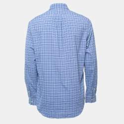 مملوكة مسبقًا Polo Ralph Lauren Blue Plaid Cotton Button Down Full Sleeve Performance Shirt L