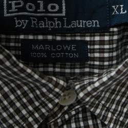 Pre Owned Polo Ralph Lauren Brown Mini Plaid Cotton Button Down Full Sleeve Shirt XL