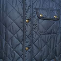 Pre Owned Polo Ralph Lauren Navy Blue Quilted Nylon Sleeveless Zip Front Jacket XL