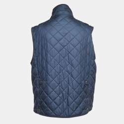 Pre Owned Polo Ralph Lauren Navy Blue Quilted Nylon Sleeveless Zip Front Jacket XL