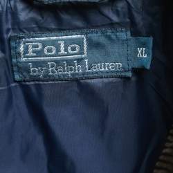 Pre Owned Polo Ralph Lauren Navy Blue Quilted Nylon Sleeveless Zip Front Jacket XL