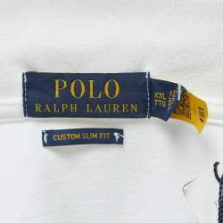 Pre Owned Polo Ralph Lauren White Logo Embroidered Cotton Slim Fit Polo T-Shirt XXL