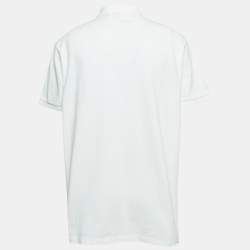 Pre Owned Polo Ralph Lauren White Logo Embroidered Cotton Slim Fit Polo T-Shirt XXL