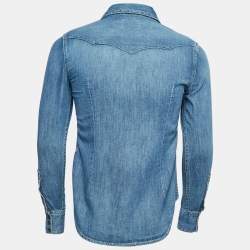 Pre Owned Polo Ralph Lauren Blue Denim Button Front Full Sleeve Shirt S