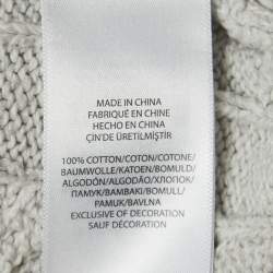 Pre Owned Polo Ralph Lauren Grey Logo Embroidered Cotton Knit Crew Neck Sweater L