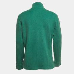 Pre Owned Polo Ralph Lauren Green Cotton Knit Half Zip Sweater L