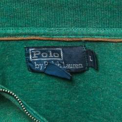 Pre Owned Polo Ralph Lauren Green Cotton Knit Half Zip Sweater L