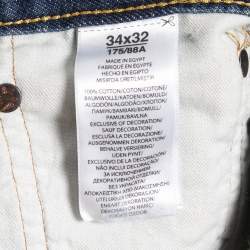 Pre Owned Polo Ralph Lauren Blue Distressed Denim The Sulivan Slim Jeans L Waist 34"