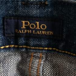 Pre Owned Polo Ralph Lauren Blue Distressed Denim The Sulivan Slim Jeans L Waist 34"