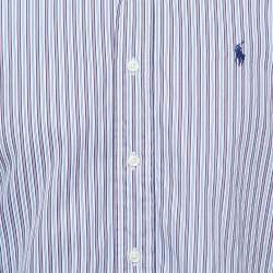 Pre Owned Polo Ralph Lauren Blue Striped Cotton Button Down Custom Fit Shirt M