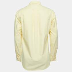 Pre Owned Polo Ralph Lauren Yellow Cotton Button Down Custom Fit Shirt M