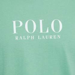 Pre Owned Polo Ralph Lauren Green Cotton Printed Long Sleeve T-Shirt M