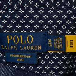 Pre Owned Polo Ralph Lauren Navy Blue Printed Cotton Button Down Full Sleeve Shirt XL