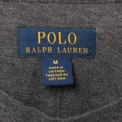 Pre Owned Polo Ralph Lauren Grey Cotton Crew Neck Long Sleeve T-Shirt M