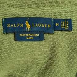 Pre Owned Polo Ralph Lauren Green Featherweight Mesh Button Down Full Sleeve Shirt M