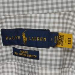 Pre Owned Polo Ralph Lauren Grey Checked Stretch Cotton Button Down Shirt L