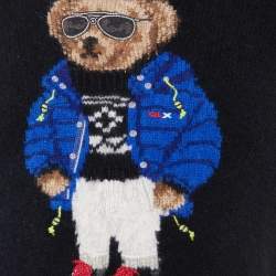 Pre Owned Polo Ralph Lauren Black Bear Intarsia Wool Knit Crew Neck Sweater S