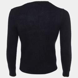Pre Owned Polo Ralph Lauren Black Bear Intarsia Wool Knit Crew Neck Sweater S